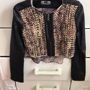 Diesel Leather jacket with see-through back S